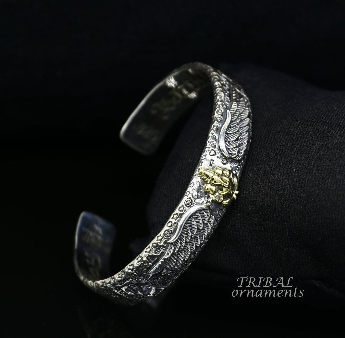 925 sterling silver or Gold polished customized lord Ganesh design adjustable tribal cuff kada bracelet Tribal ethnic jewelry Gcuff114 - TRIBAL ORNAMENTS