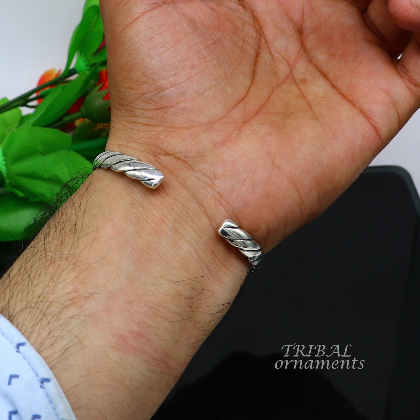 925 sterling silver handmade unique design fabulous open face adjustable bangle cuff bracelet kada, excellent gifting jewelry her cuff116 - TRIBAL ORNAMENTS