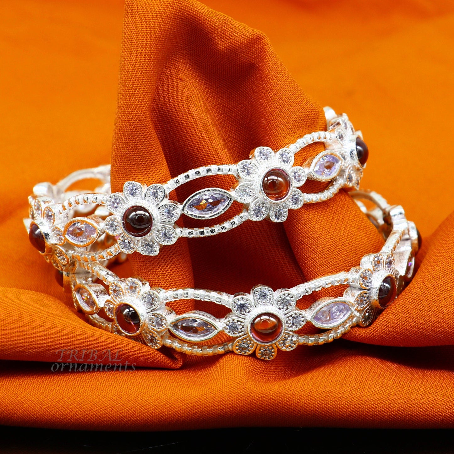925 sterling silver handmade gorgeous multicolor stone stylish bangle excellent brides Wedding tribal personalized jewelry ba169 - TRIBAL ORNAMENTS
