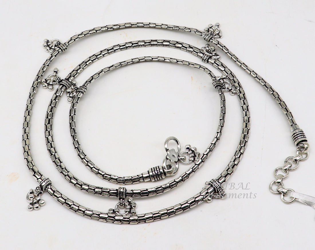 4.5mm 925 sterling silver handmade vintage unique design solid chain belly chain waist chain, saree chain, wedding jewelry wch24 - TRIBAL ORNAMENTS