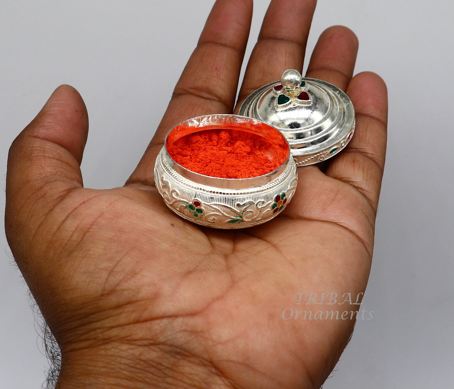 925 sterling silver trinket box, kajal box/casket box, Sindur box collection, container box, eyeliner box best brides gifting stb391 - TRIBAL ORNAMENTS