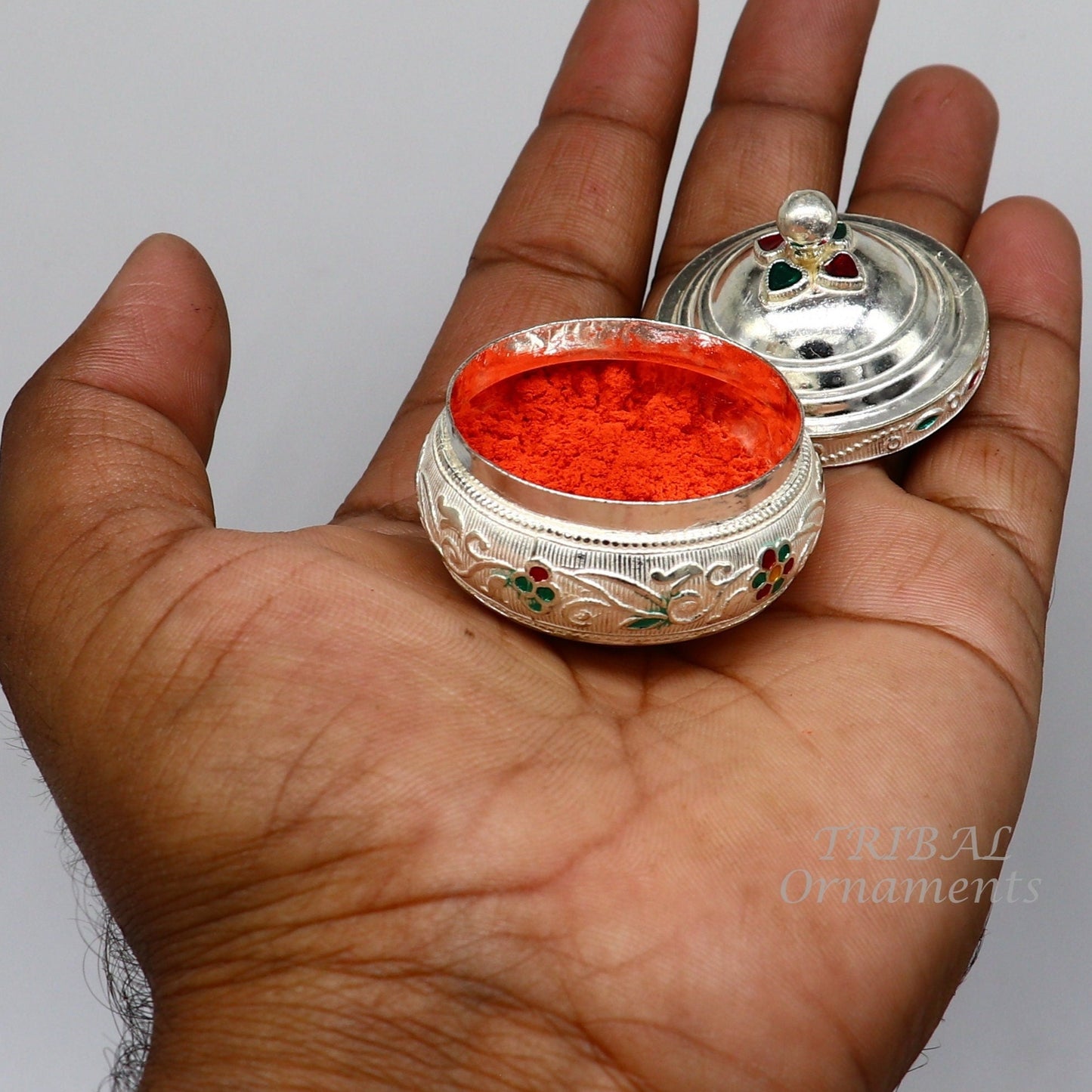 925 sterling silver trinket box, kajal box/casket box, Sindur box collection, container box, eyeliner box best brides gifting stb392 - TRIBAL ORNAMENTS