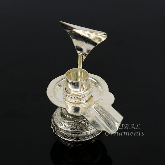 925 fine solid sterling silver lord shiva lingam stand/jalheri, use for put/hold shiva lingam in home temple, awesome handmade article su866 - TRIBAL ORNAMENTS