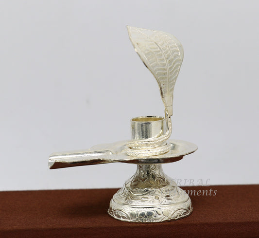 925 fine solid sterling silver lord shiva lingam stand/jalheri, use for put/hold shiva lingam in home temple, awesome handmade article su867 - TRIBAL ORNAMENTS