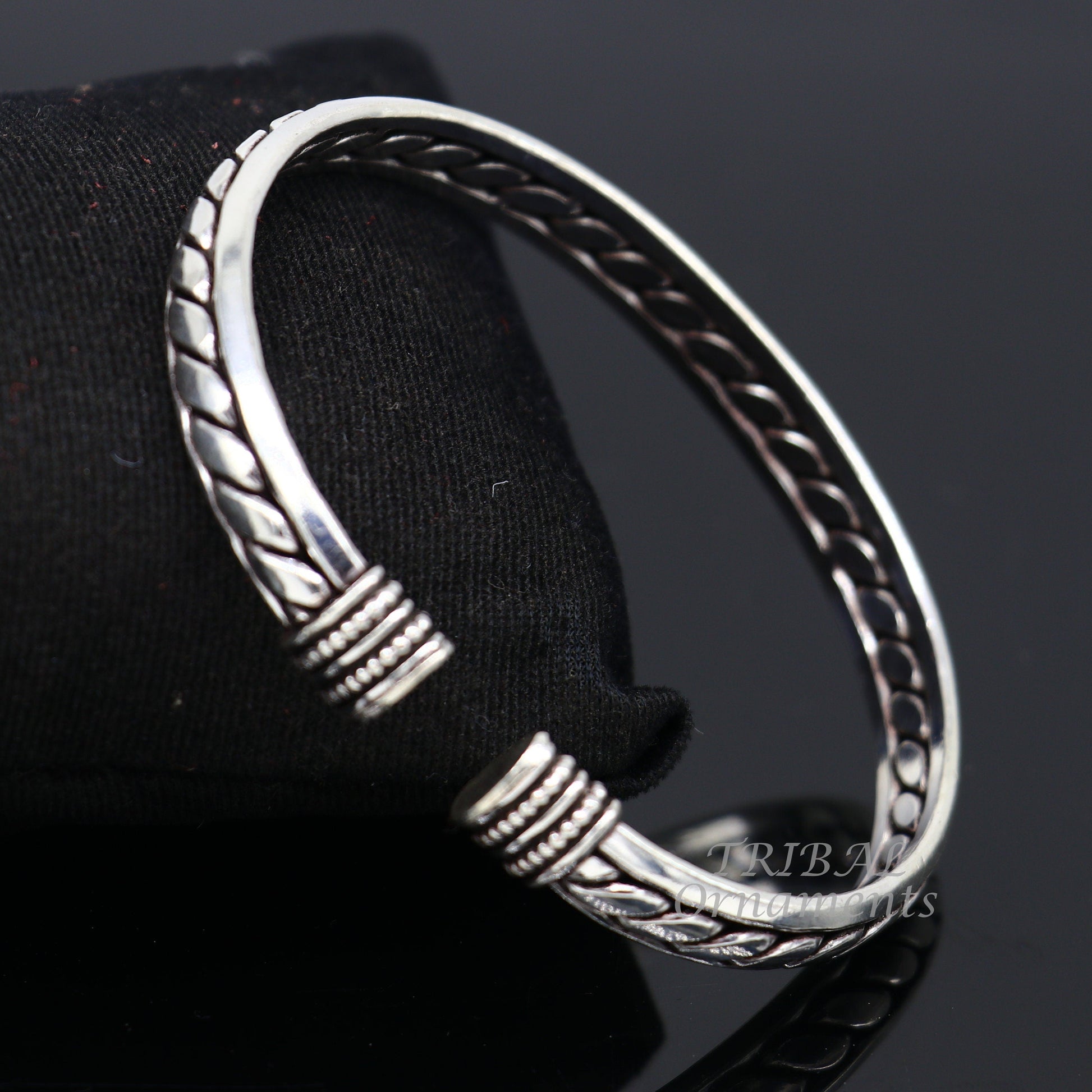 925 sterling silver bright cuff bangle bracelet kada, gorgeous open face adjustable bracelet unisex Indian stylish jewelry cuff122 - TRIBAL ORNAMENTS