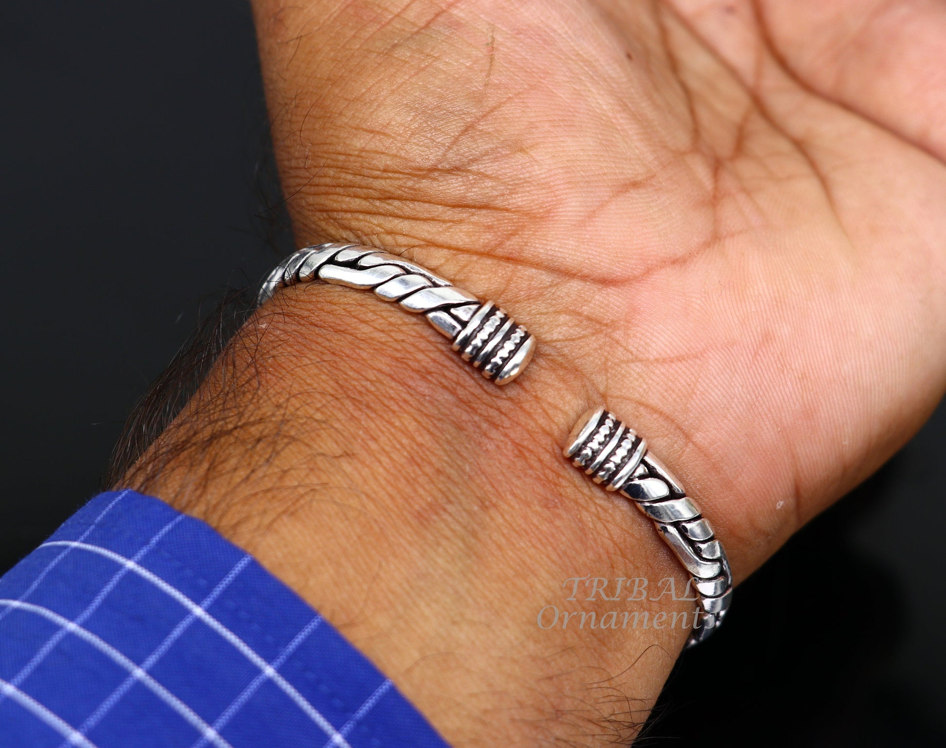 Vintage handmade design stylish both men's and girls 925 sterling silver cuff bracelet kada, amazing gifting ethnic style bangles cuff126 - TRIBAL ORNAMENTS