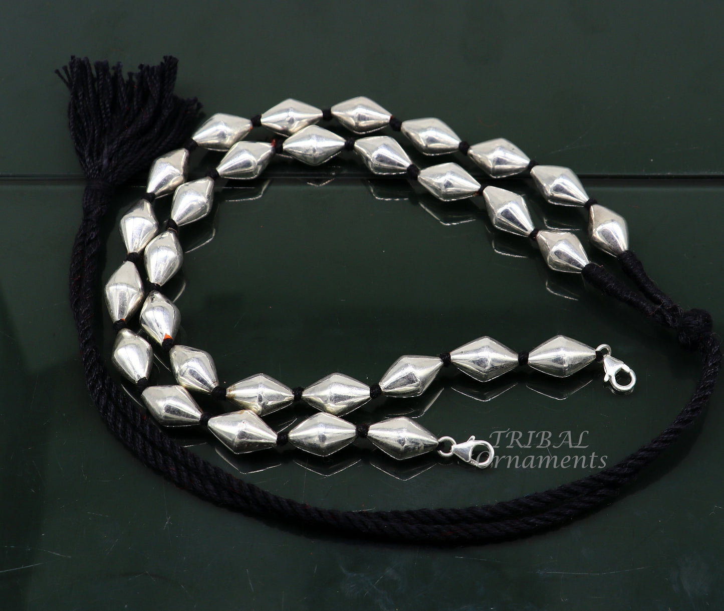 925 sterling silver handmade oval shape beaded adjustable string for pendant or Mangalsutra, best customized ethnic jewelry ideas set482 - TRIBAL ORNAMENTS