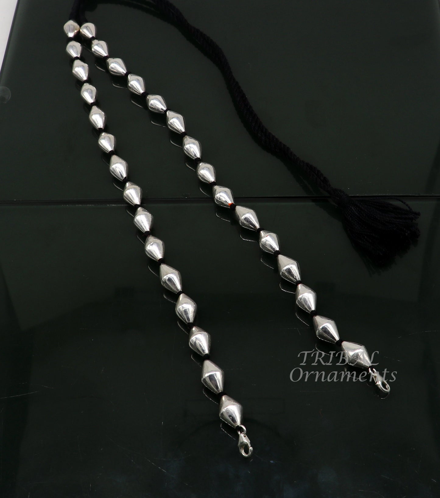 925 sterling silver handmade oval shape beaded adjustable string for pendant or Mangalsutra, best customized ethnic jewelry ideas set482 - TRIBAL ORNAMENTS