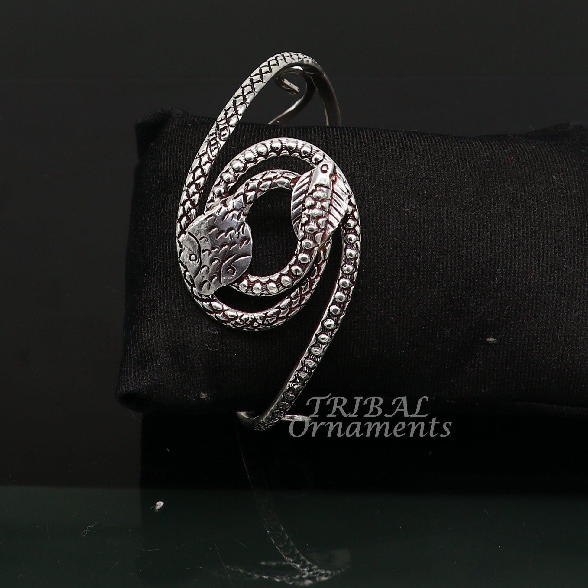 Vintage style unique snake couple design 925 sterling silver cuff bracelet kada, best gifting unisex snake cobra jewelry cuff135 - TRIBAL ORNAMENTS
