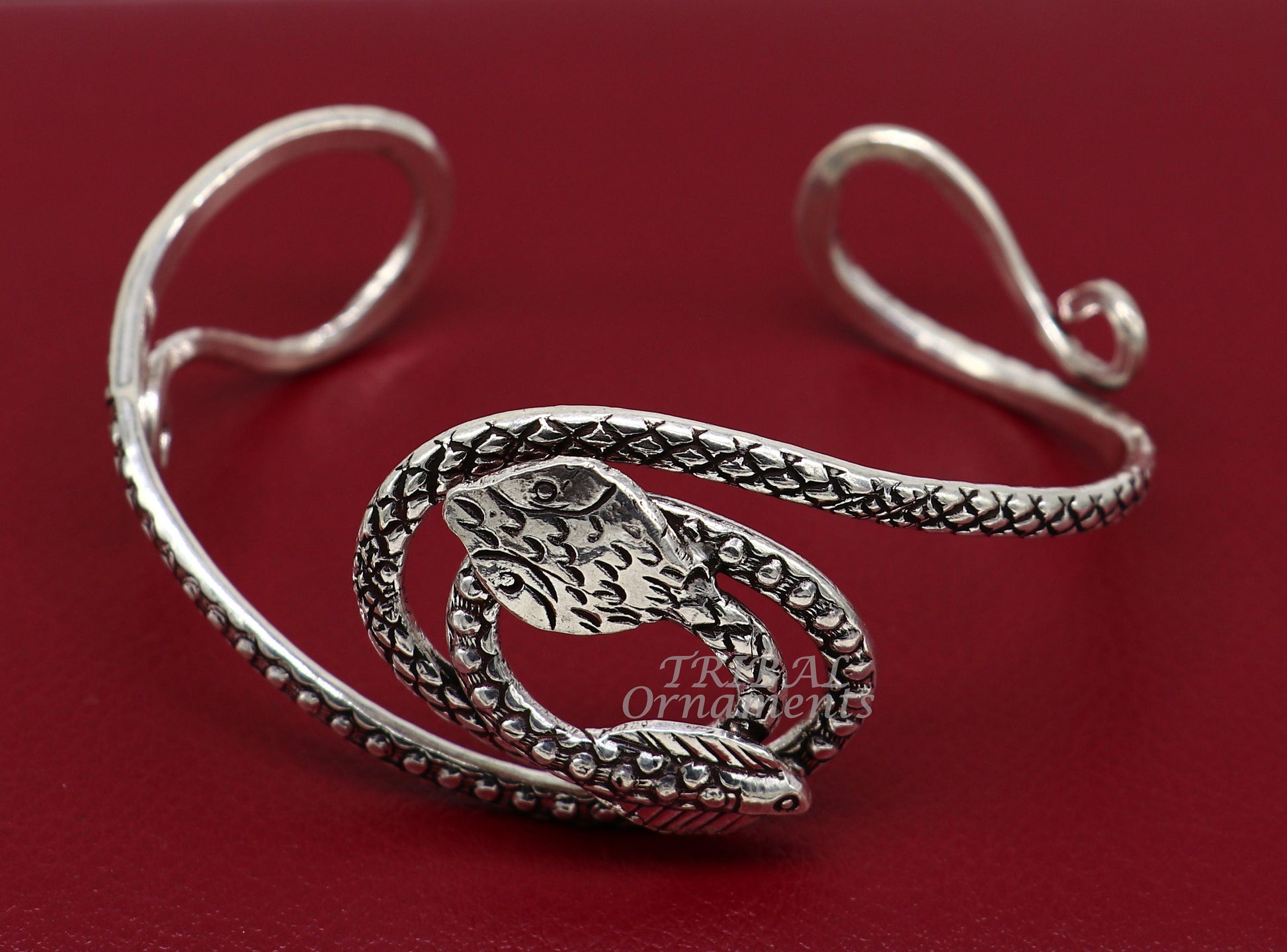 Vintage style unique snake couple design 925 sterling silver cuff bracelet kada, best gifting unisex snake cobra jewelry cuff135 - TRIBAL ORNAMENTS