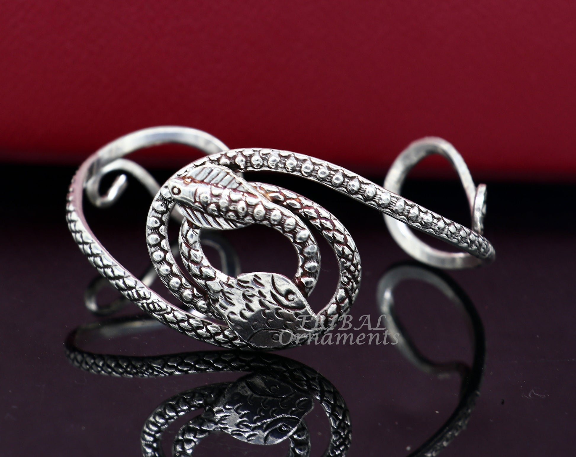 Vintage style unique snake couple design 925 sterling silver cuff bracelet kada, best gifting unisex snake cobra jewelry cuff135 - TRIBAL ORNAMENTS
