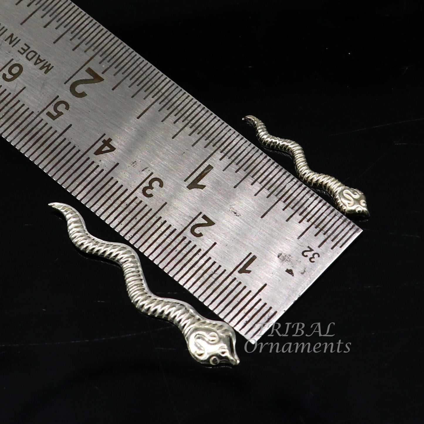 Sterling silver handmade Nag Nagin snake joda pair for puja or worshipping su869 - TRIBAL ORNAMENTS