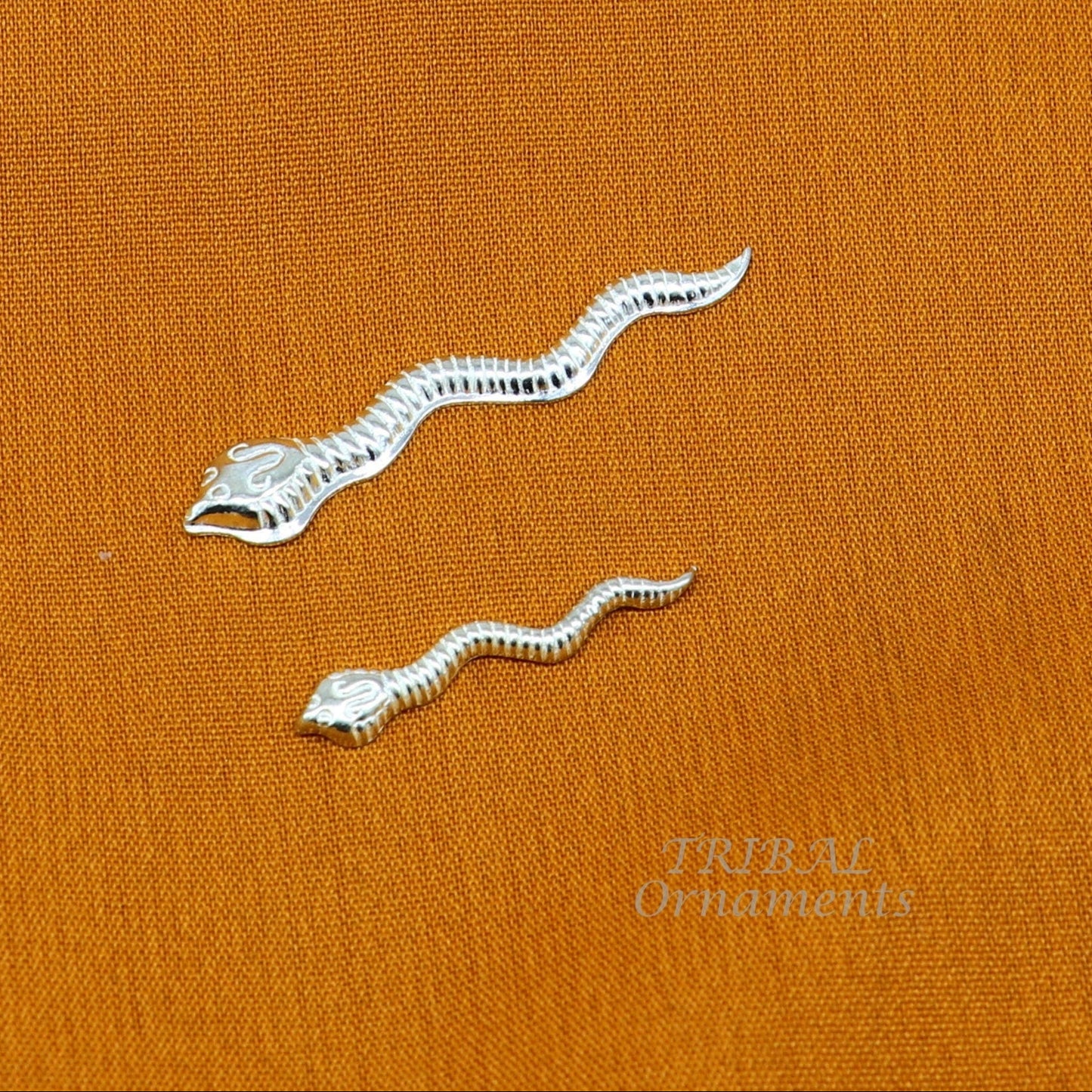 Sterling silver handmade Nag Nagin snake joda pair for puja or worshipping su869 - TRIBAL ORNAMENTS