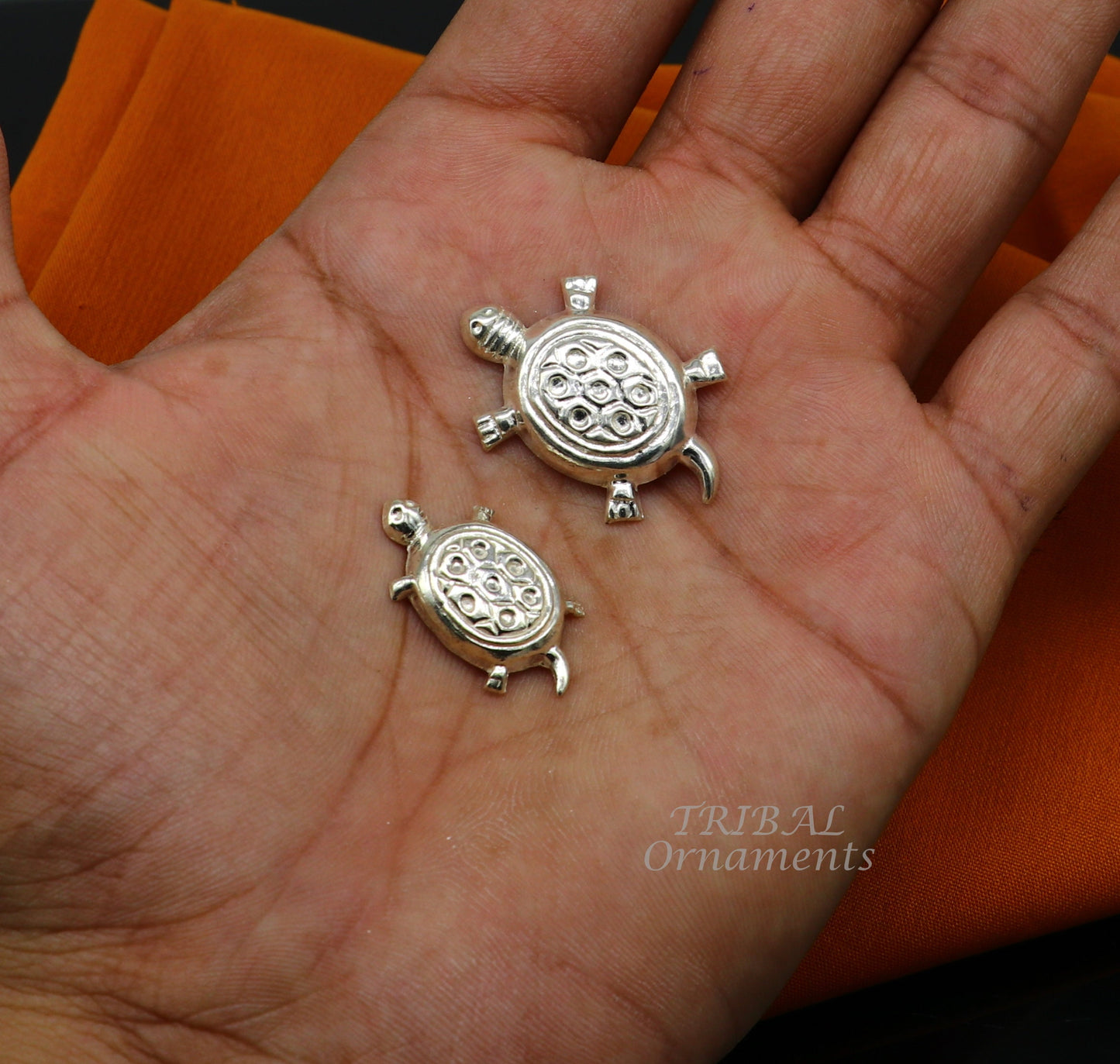 Handmade sterling silver vintage design small tortoise combo statue or sculpture, best puja article collection silver figurine article su870 - TRIBAL ORNAMENTS
