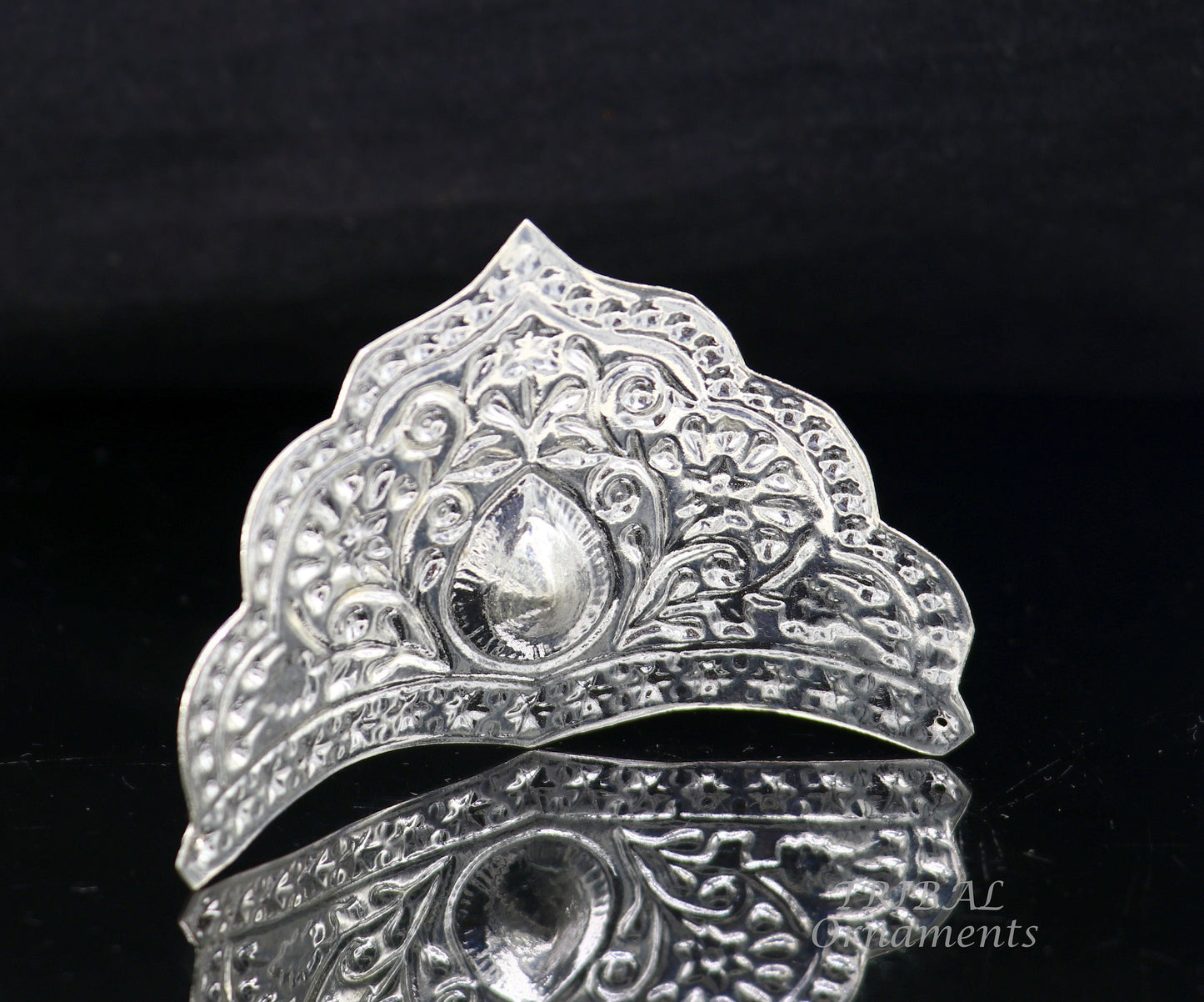 925 sterling silver vintage antique design handmade mukut (crown), amazing peacock design silver god crown home temple god art su872 - TRIBAL ORNAMENTS