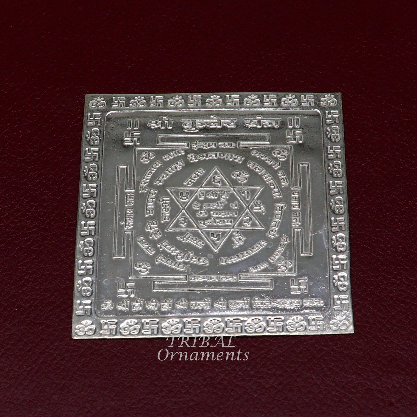 925 sterling silver handmade idol Shree kubera or shri Yantram holy divine yantram for wealth and prosperity, puja article su882 - TRIBAL ORNAMENTS