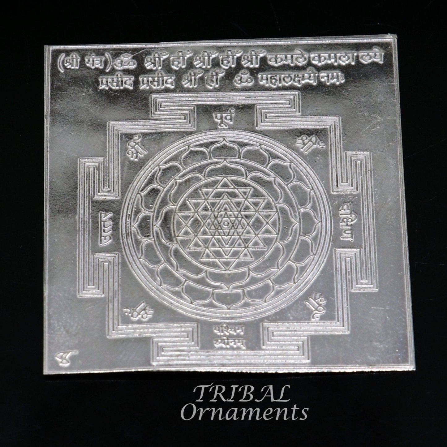 925 sterling silver handmade idol Shree kubera or shri Yantram holy divine yantram for wealth and prosperity, puja article su884 - TRIBAL ORNAMENTS