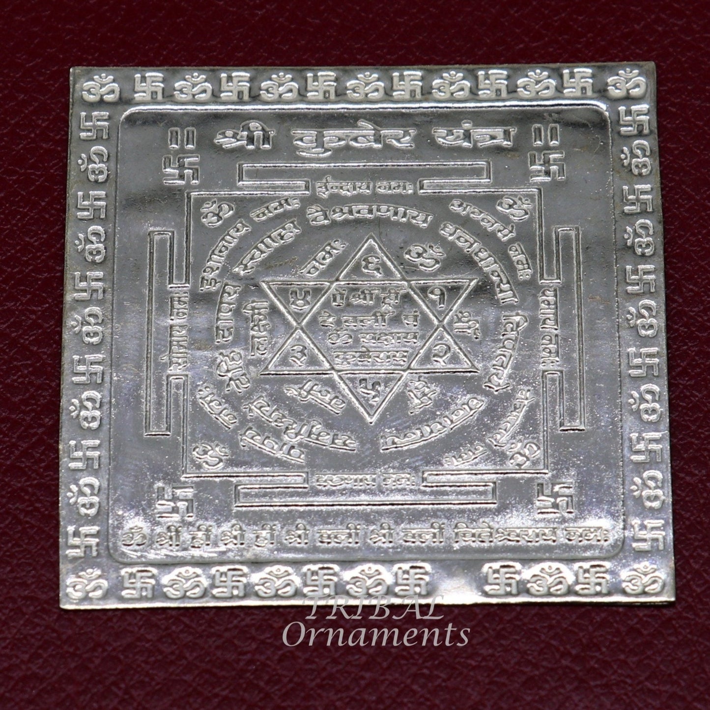 925 sterling silver handmade idol Shree kubera or shri Yantram holy divine yantram for wealth and prosperity, puja article su884 - TRIBAL ORNAMENTS