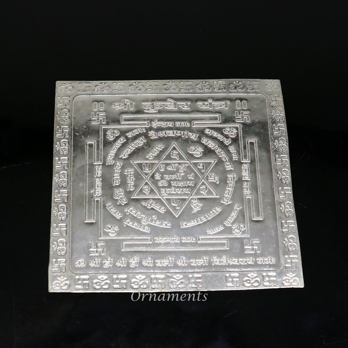 925 sterling silver handmade idol Shree kubera or shri Yantram holy divine yantram for wealth and prosperity, puja article su886 - TRIBAL ORNAMENTS