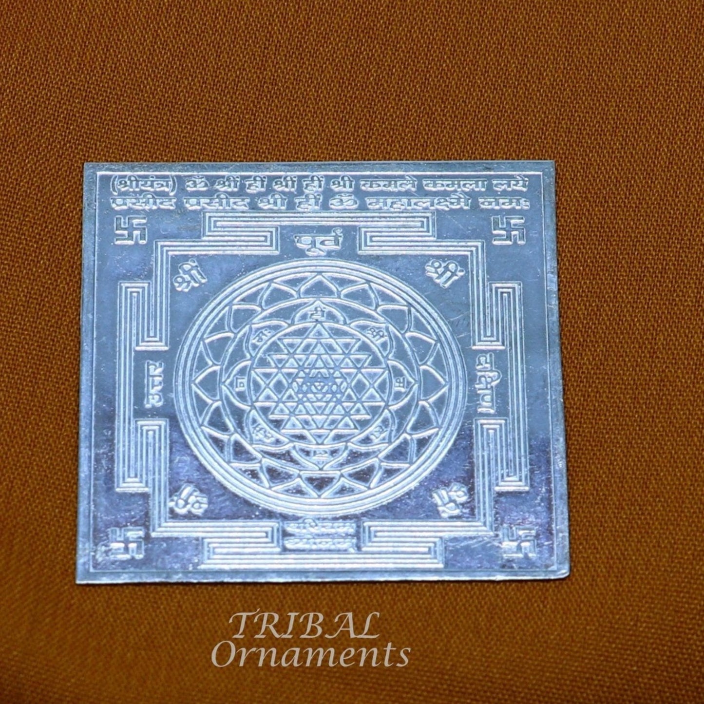 4x4 cm 925 sterling silver handmade Shri Yantram holy divine yantram for wealth and prosperity, puja article su888 - TRIBAL ORNAMENTS