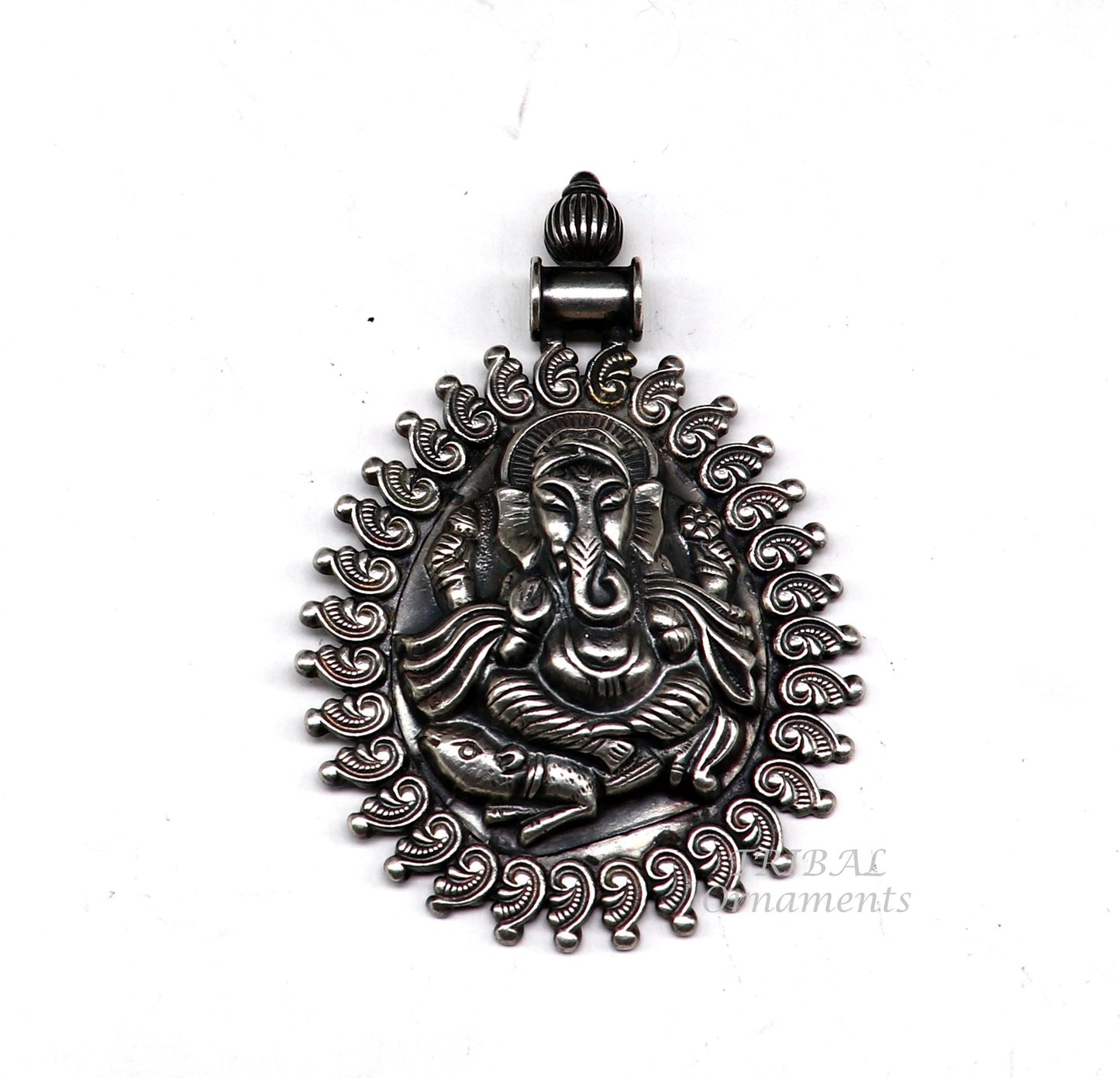 925 sterling silver handmade vintage design amazing lord Ganesha pendant best brides ethnic tribal belly dance jewelry india nsp516 - TRIBAL ORNAMENTS