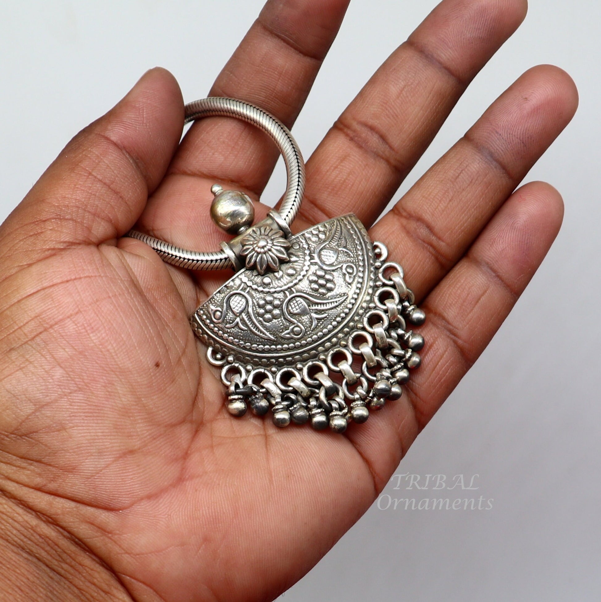 925 sterling silver handmade amazing vintage design charm pendant best brides ethnic tribal belly dance jewelry  india nsp517 - TRIBAL ORNAMENTS