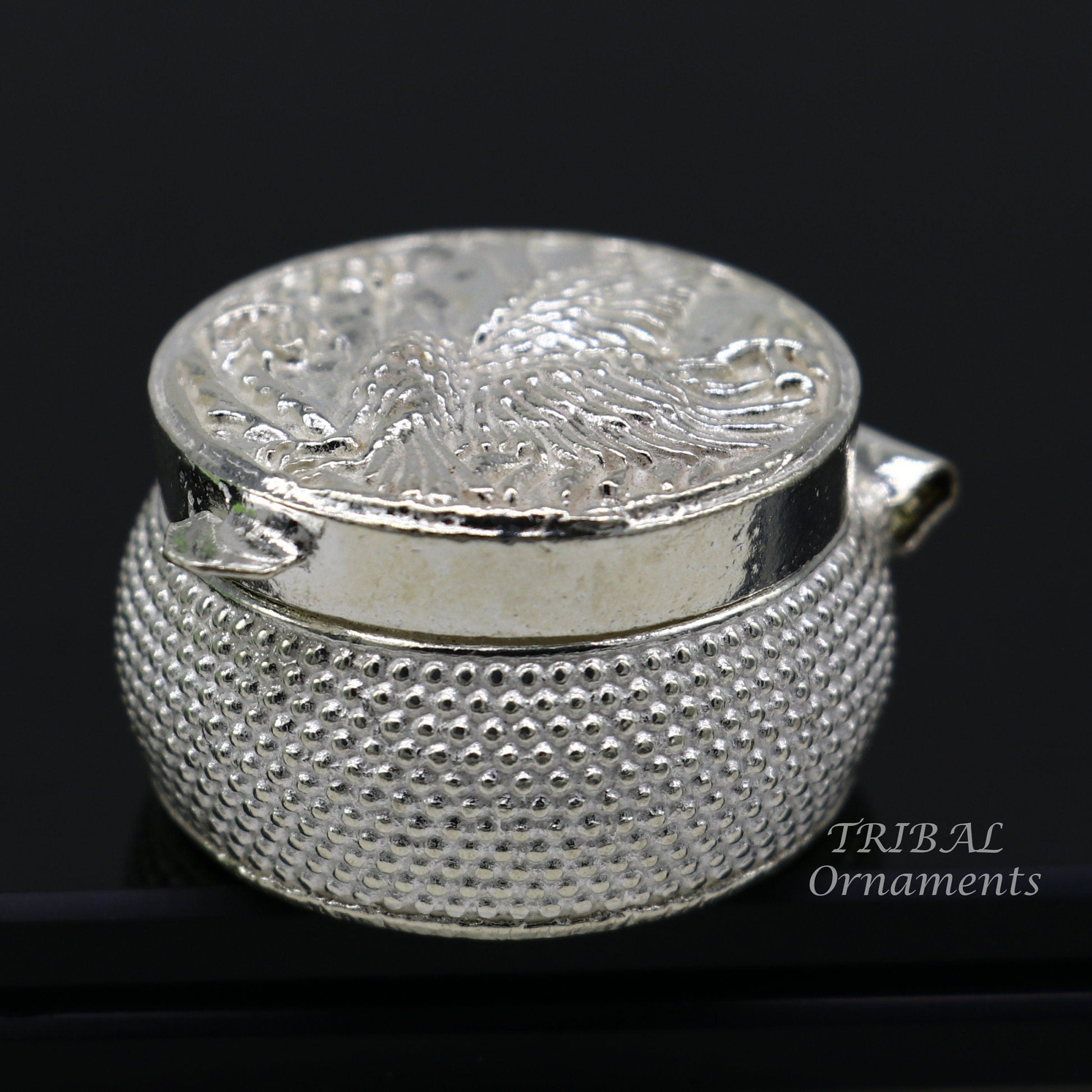 Vintage egal design 925 sterling silver handmade trinket box, eye kajal box, container box, kumkum box, sindur box, best brides gift stb381 - TRIBAL ORNAMENTS