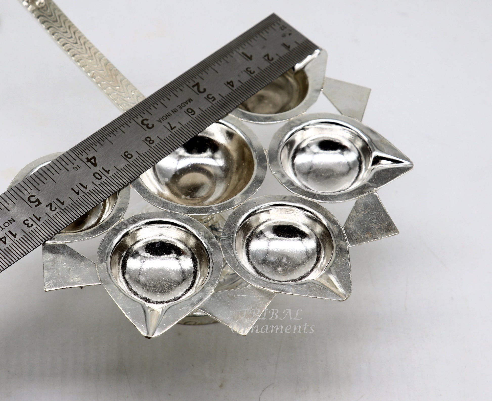 925 Sterling silver handmade amazing design 5 lamp arti, amazing handcrafting work home decor temple puja article figurine su857 - TRIBAL ORNAMENTS