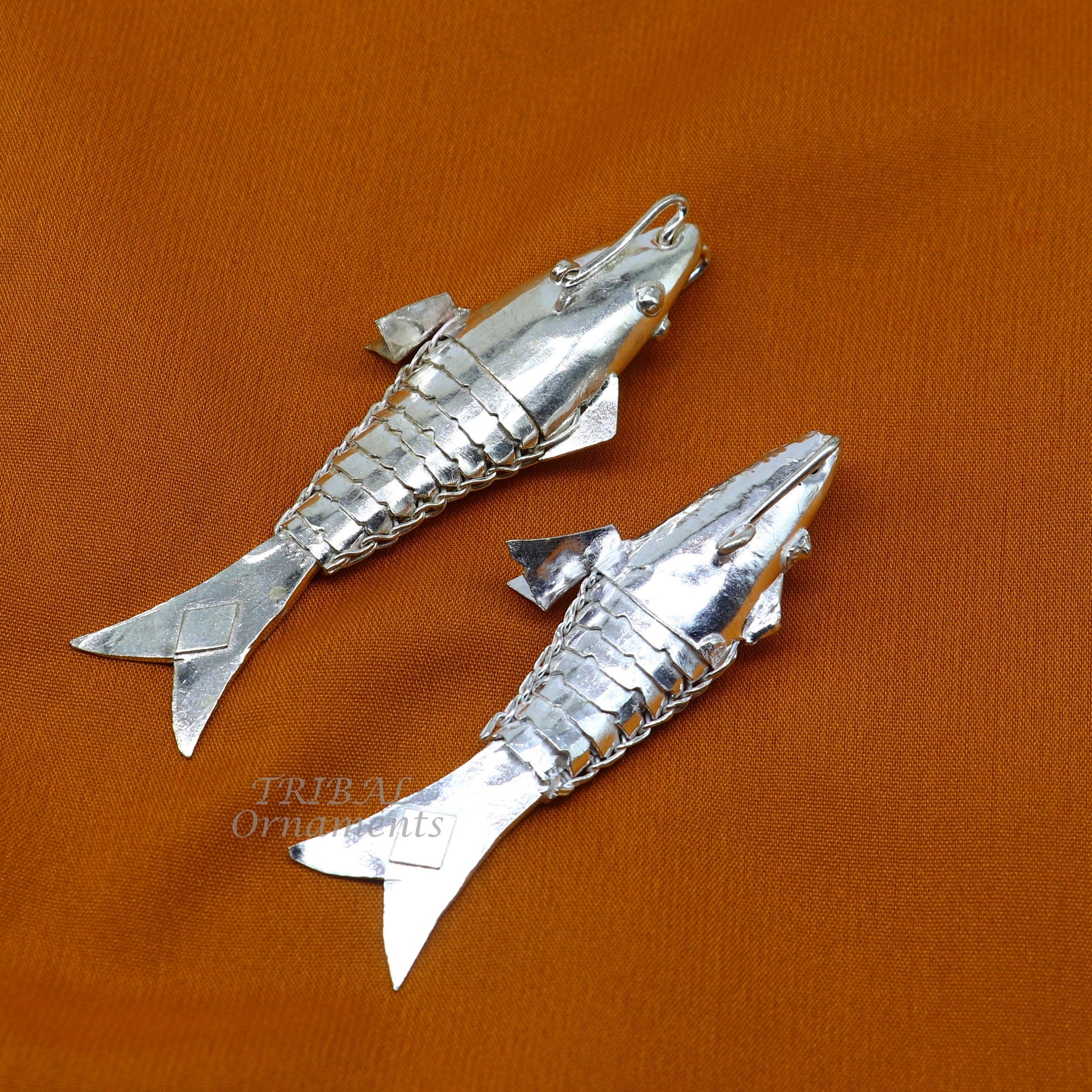 Solid silver handmade silver fish, Lord vishnu avatar Matsya, Silver Puja Fish For Prosperity And Good Luck, best collectible art su901 - TRIBAL ORNAMENTS