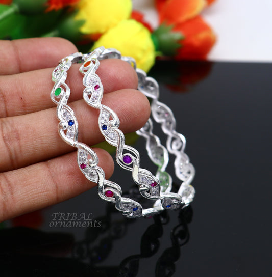 925 sterling silver handmade gorgeous multicolor stone stone stylish bangle excellent brides Wedding tribal personalized jewelry ba166 - TRIBAL ORNAMENTS