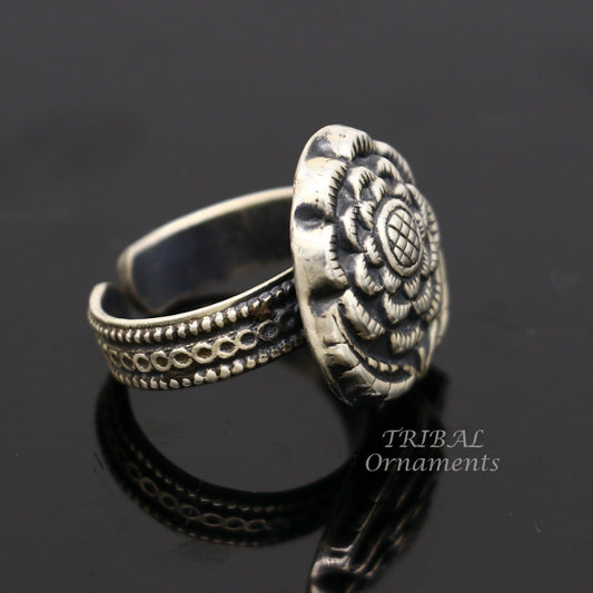 925 sterling silver handmade fabulous vintage antique design adjustable rings band for Brides gifting jewelry temple jewelry SR339 - TRIBAL ORNAMENTS