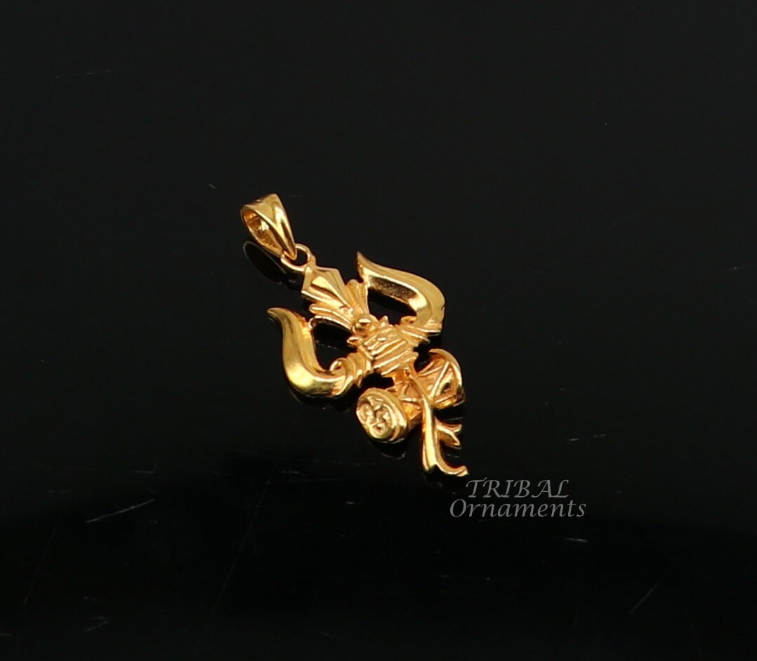 925 sterling silver Gold polished idol Lord Shiva trident pendant, amazing vintage design gifting pendant customized god jewelry ssp541 - TRIBAL ORNAMENTS
