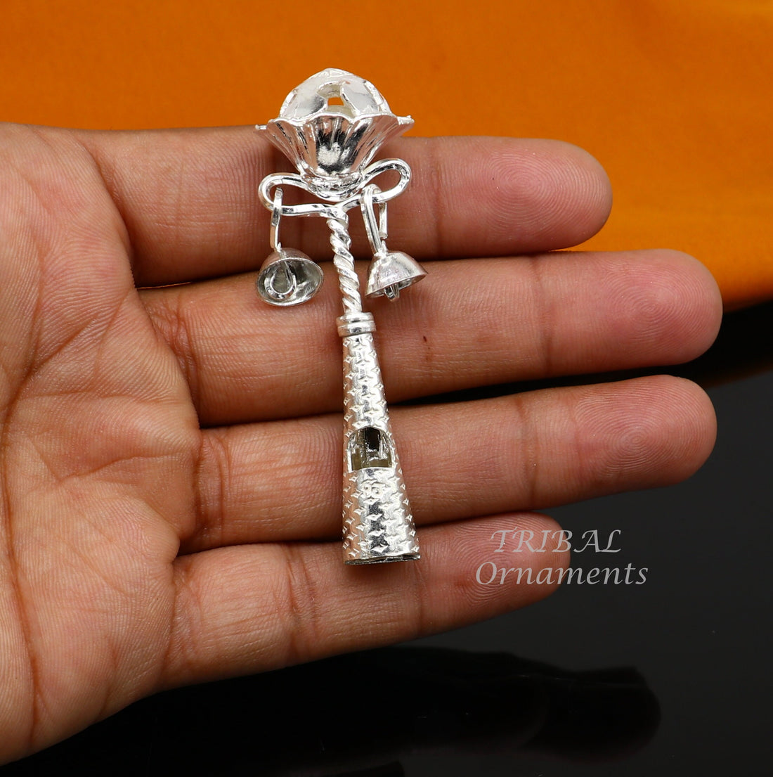 Solid sterling silver handmade design new born baby gifting bells toy, baby krishna gifting toy, silver whistle, silver temple article su862 - TRIBAL ORNAMENTS