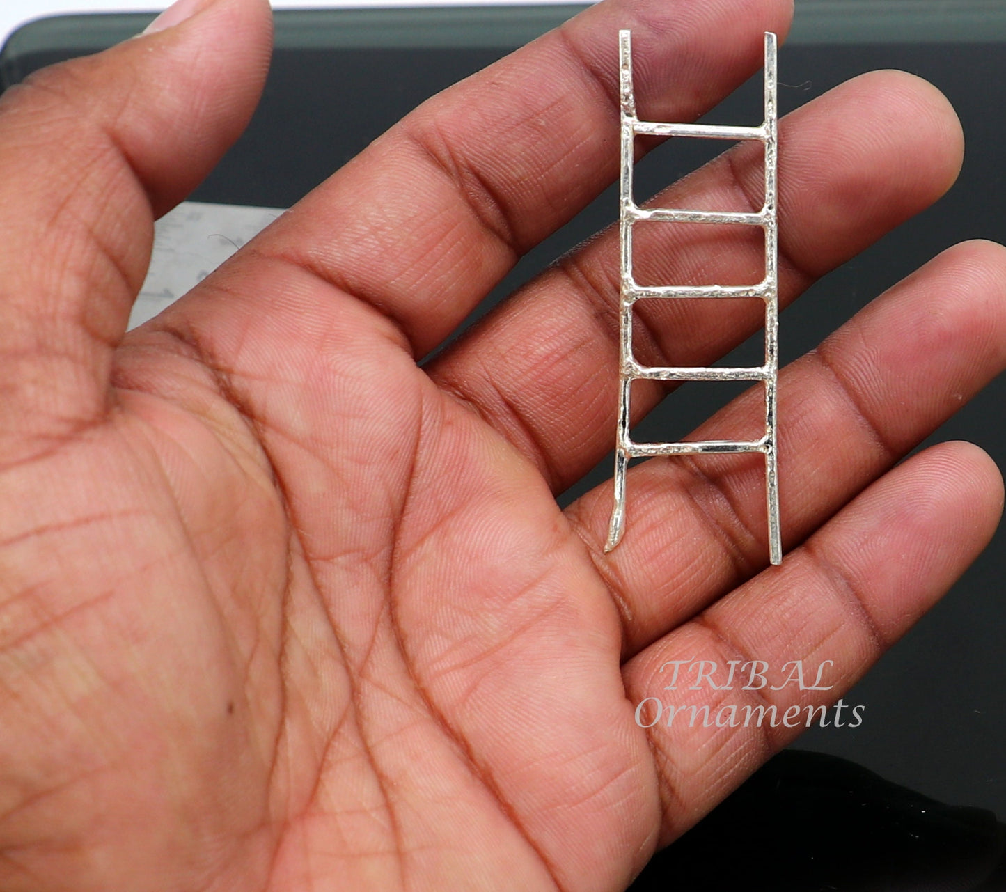 2.5 inches long 925 sterling silver handmade ladder 5 steps silver stair, amazing silver puja article silver utensils su902 - TRIBAL ORNAMENTS