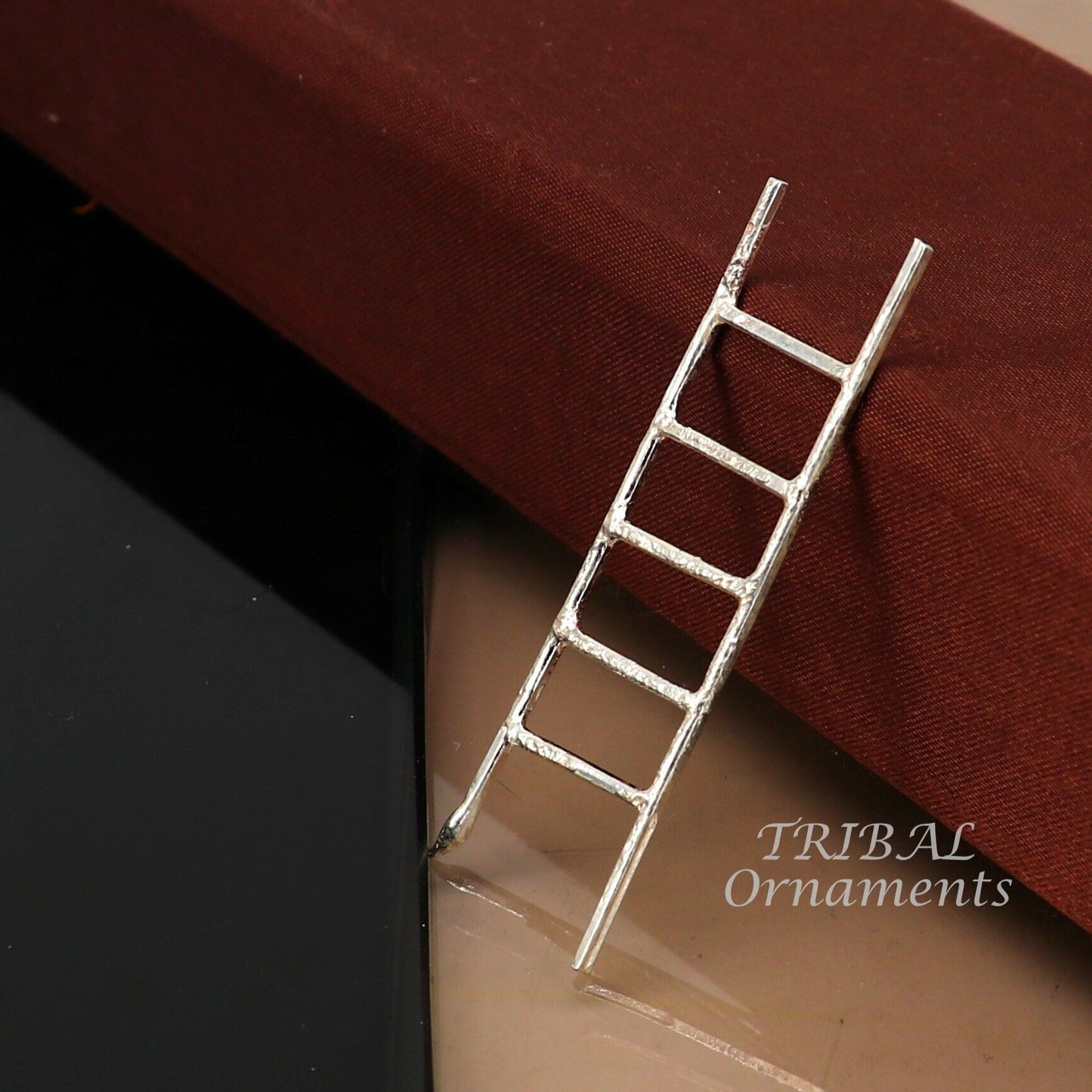 2.5 inches long 925 sterling silver handmade ladder 5 steps silver stair, amazing silver puja article silver utensils su902 - TRIBAL ORNAMENTS