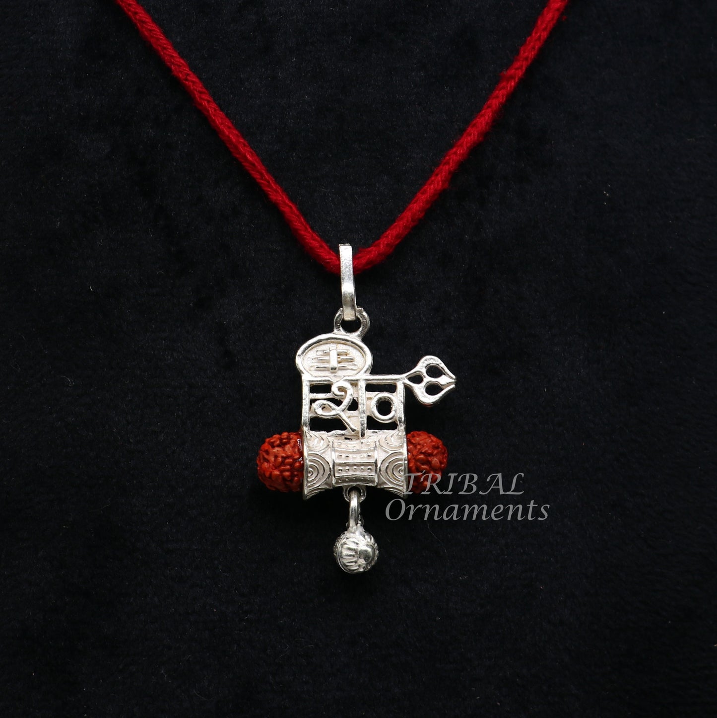 925 sterling silver handmade Lord Shiva Damaru style rudraksha pendant gorgeous hanging drops ,excellent "Shiva" pendant nsp547 - TRIBAL ORNAMENTS