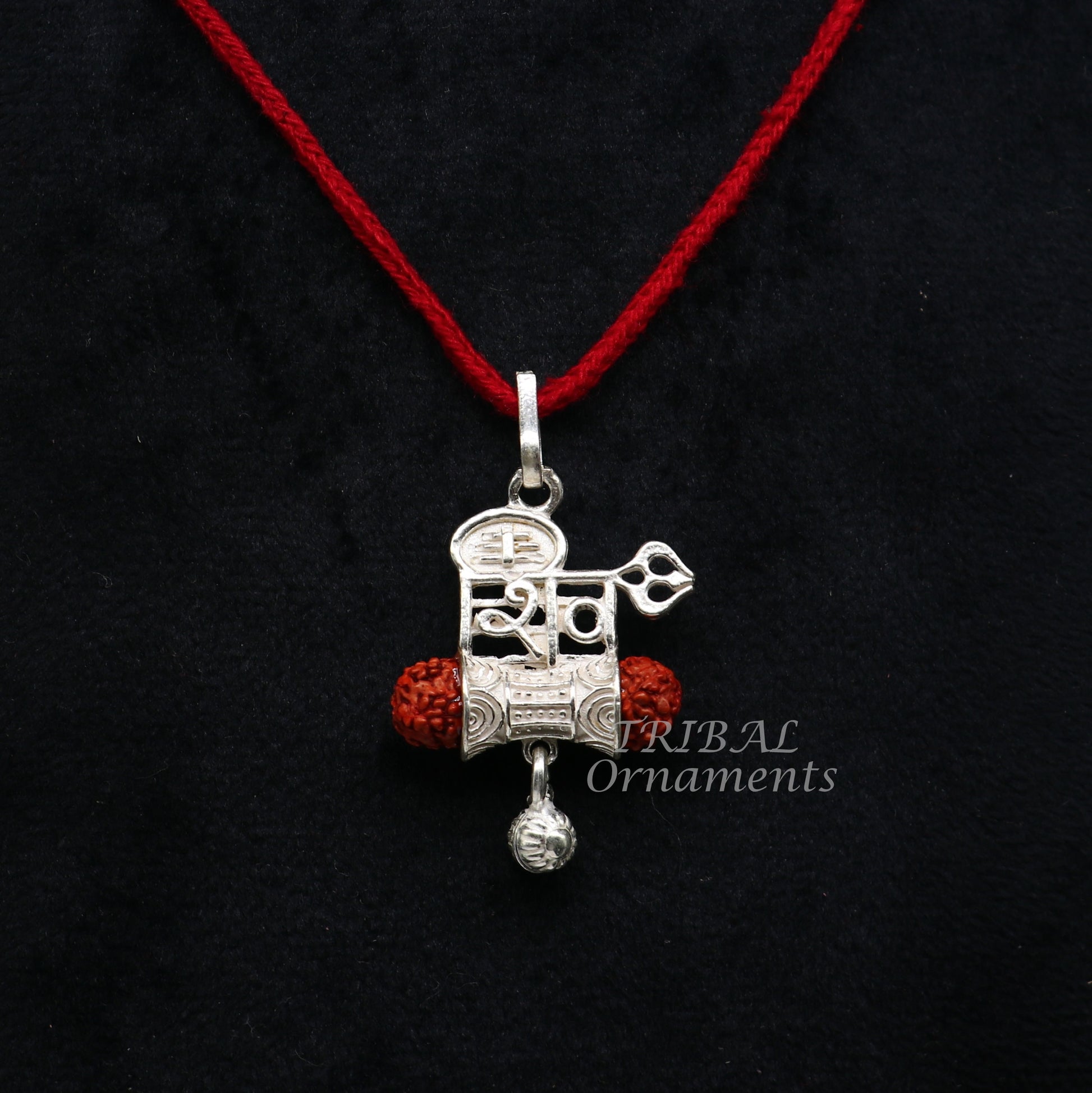 925 sterling silver handmade Lord Shiva Damaru style rudraksha pendant gorgeous hanging drops ,excellent "Shiva" pendant nsp547 - TRIBAL ORNAMENTS