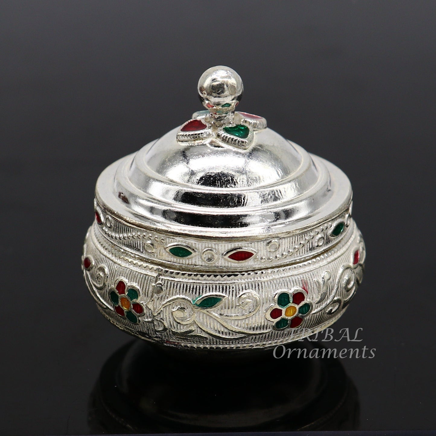 925 sterling silver trinket box, kajal box/casket box, Sindur box collection, container box, eyeliner box best brides gifting stb391 - TRIBAL ORNAMENTS