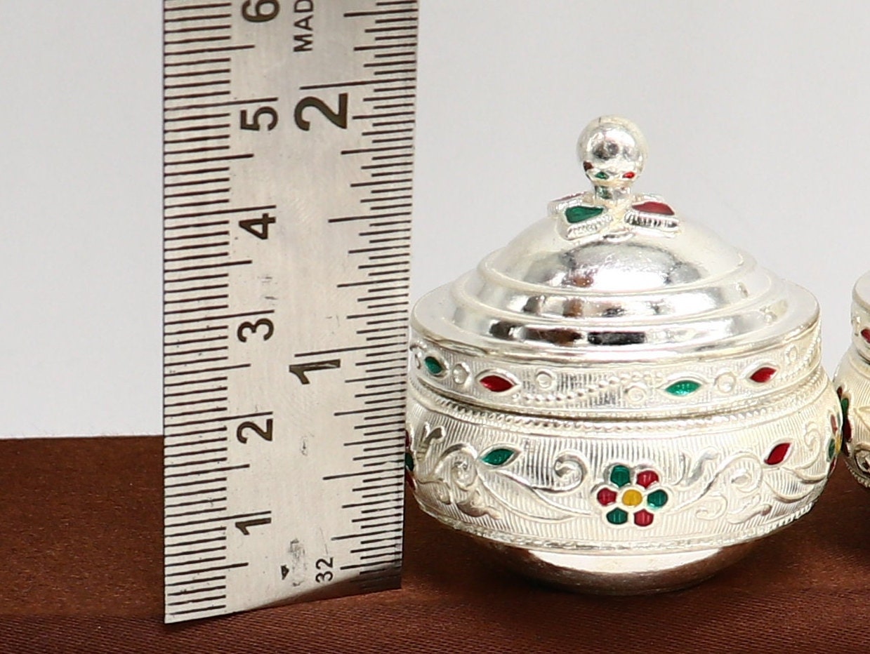 925 sterling silver trinket box, kajal box/casket box, Sindur box collection, container box, eyeliner box best brides gifting stb391 - TRIBAL ORNAMENTS
