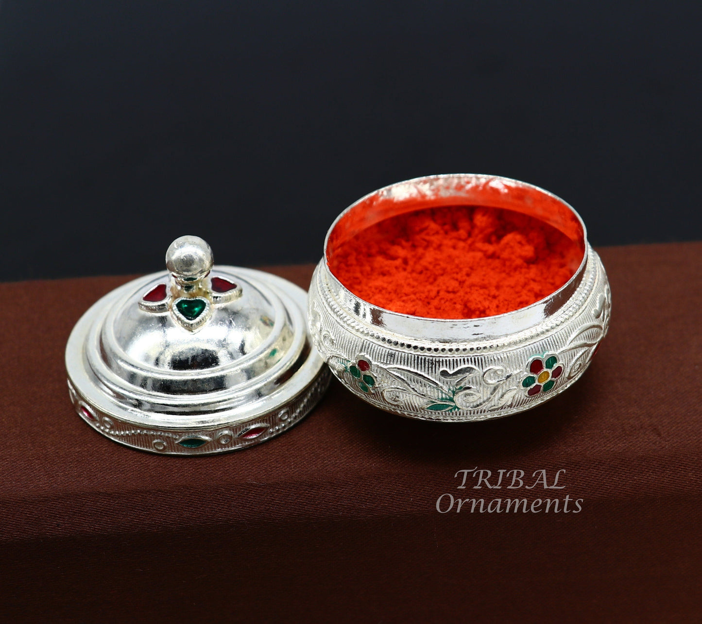 925 sterling silver trinket box, kajal box/casket box, Sindur box collection, container box, eyeliner box best brides gifting stb391 - TRIBAL ORNAMENTS