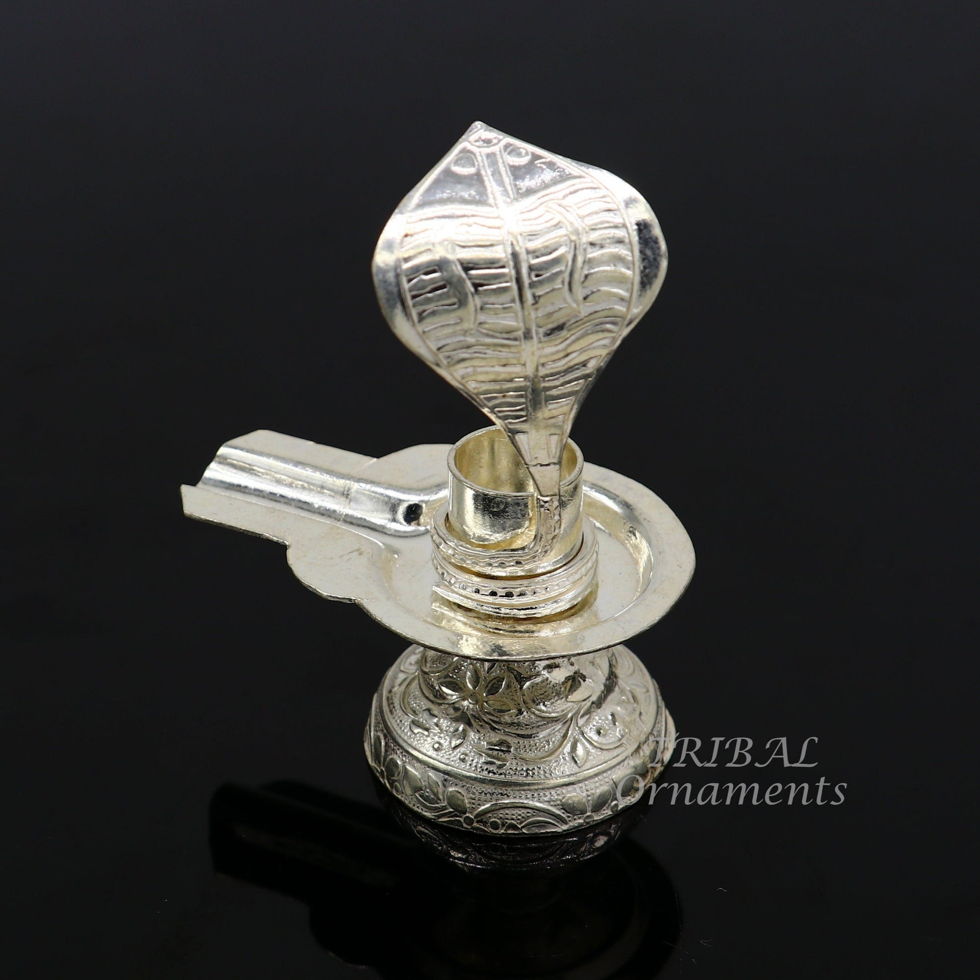 925 fine solid sterling silver lord shiva lingam stand/jalheri, use for put/hold shiva lingam in home temple, awesome handmade article su866 - TRIBAL ORNAMENTS