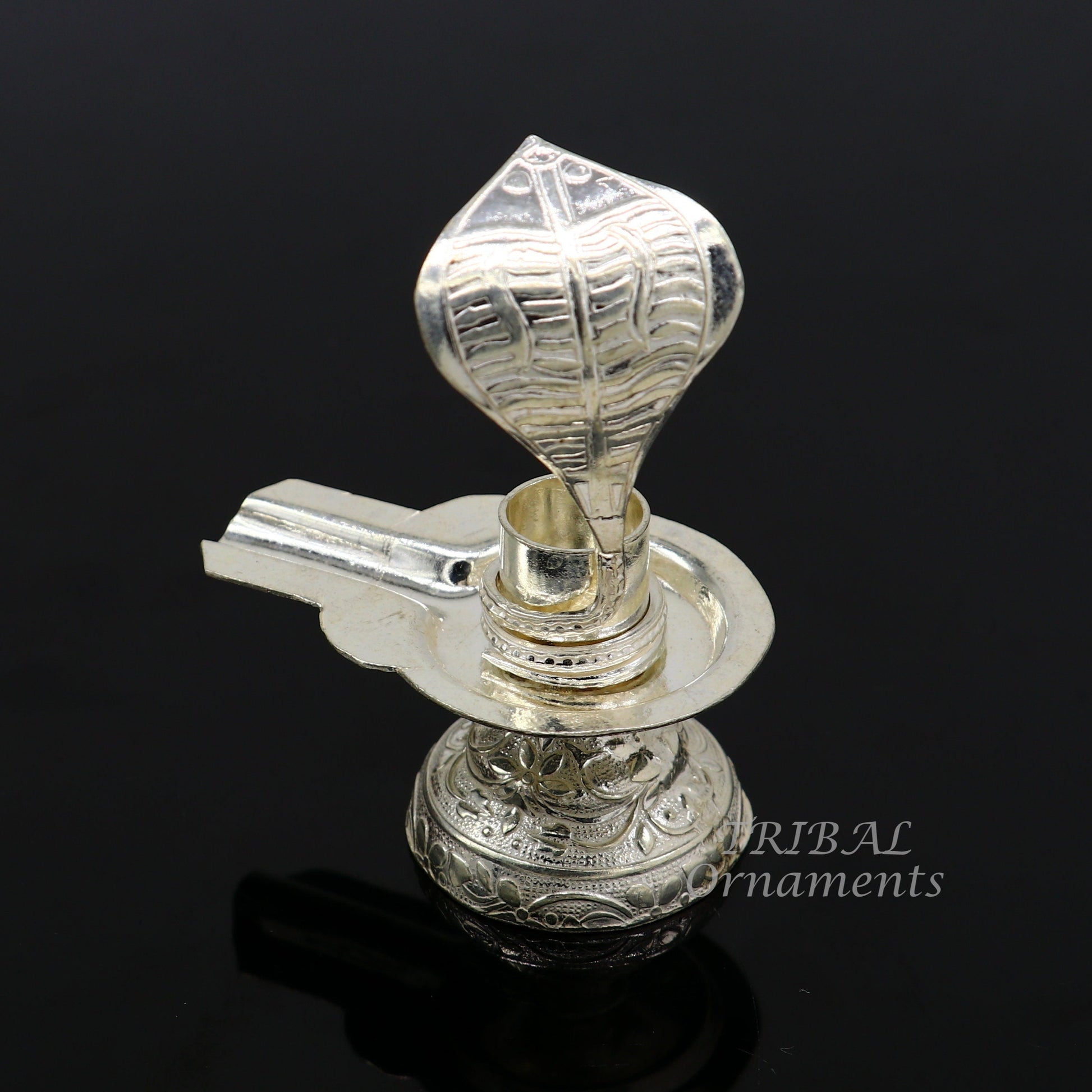 925 fine solid sterling silver lord shiva lingam stand/jalheri, use for put/hold shiva lingam in home temple, awesome handmade article su867 - TRIBAL ORNAMENTS