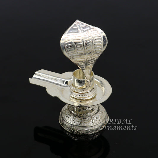 925 fine solid sterling silver lord shiva lingam stand/jalheri, use for put/hold shiva lingam in home temple, awesome handmade article su867 - TRIBAL ORNAMENTS