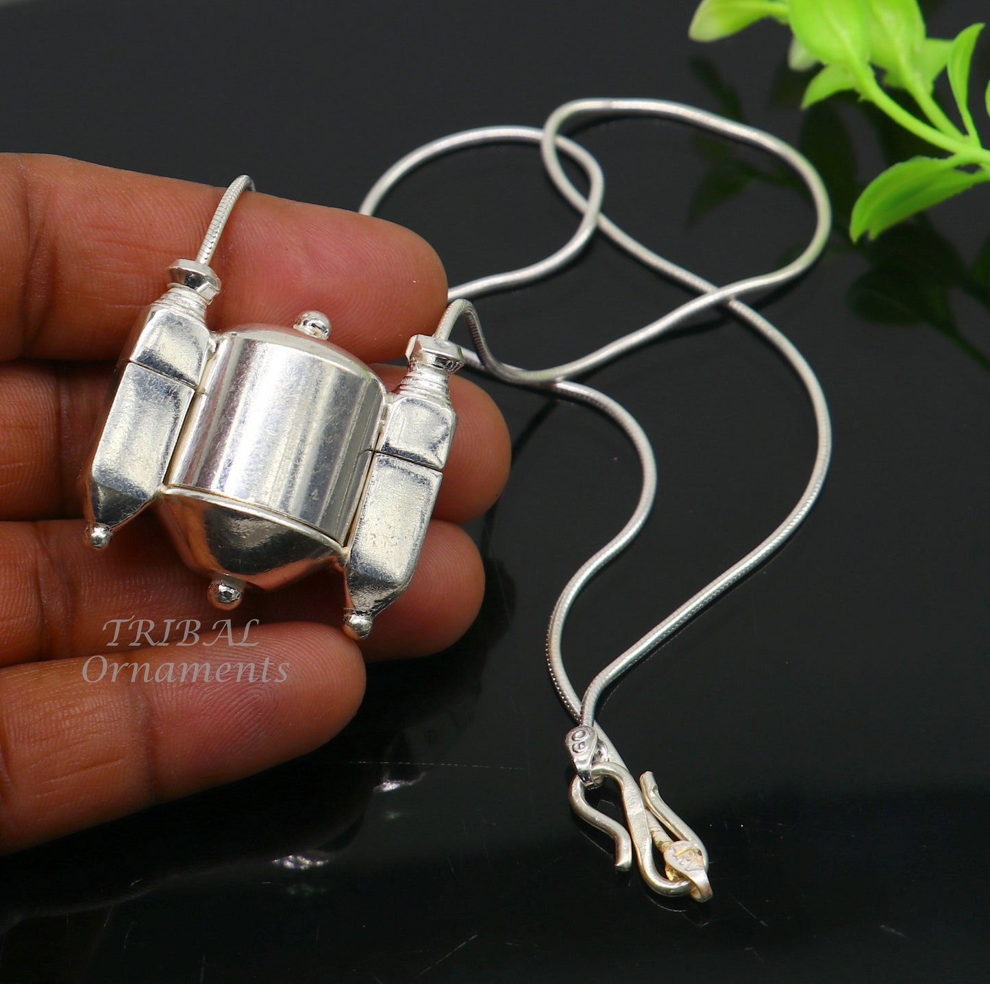Sterling silver stylish vintage antique designer Idol shiva lingam box pendant, casket box pendant for shiva lingam, ethnic inidia set493 - TRIBAL ORNAMENTS