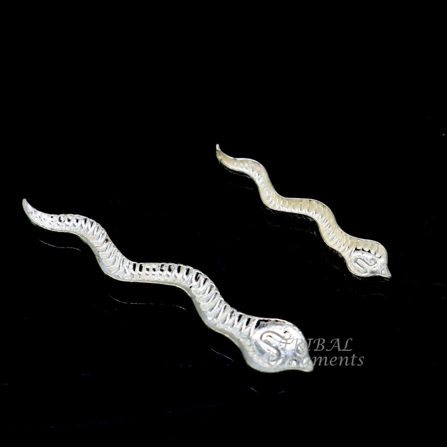 Sterling silver handmade Nag Nagin snake joda pair for puja or worshipping su869 - TRIBAL ORNAMENTS