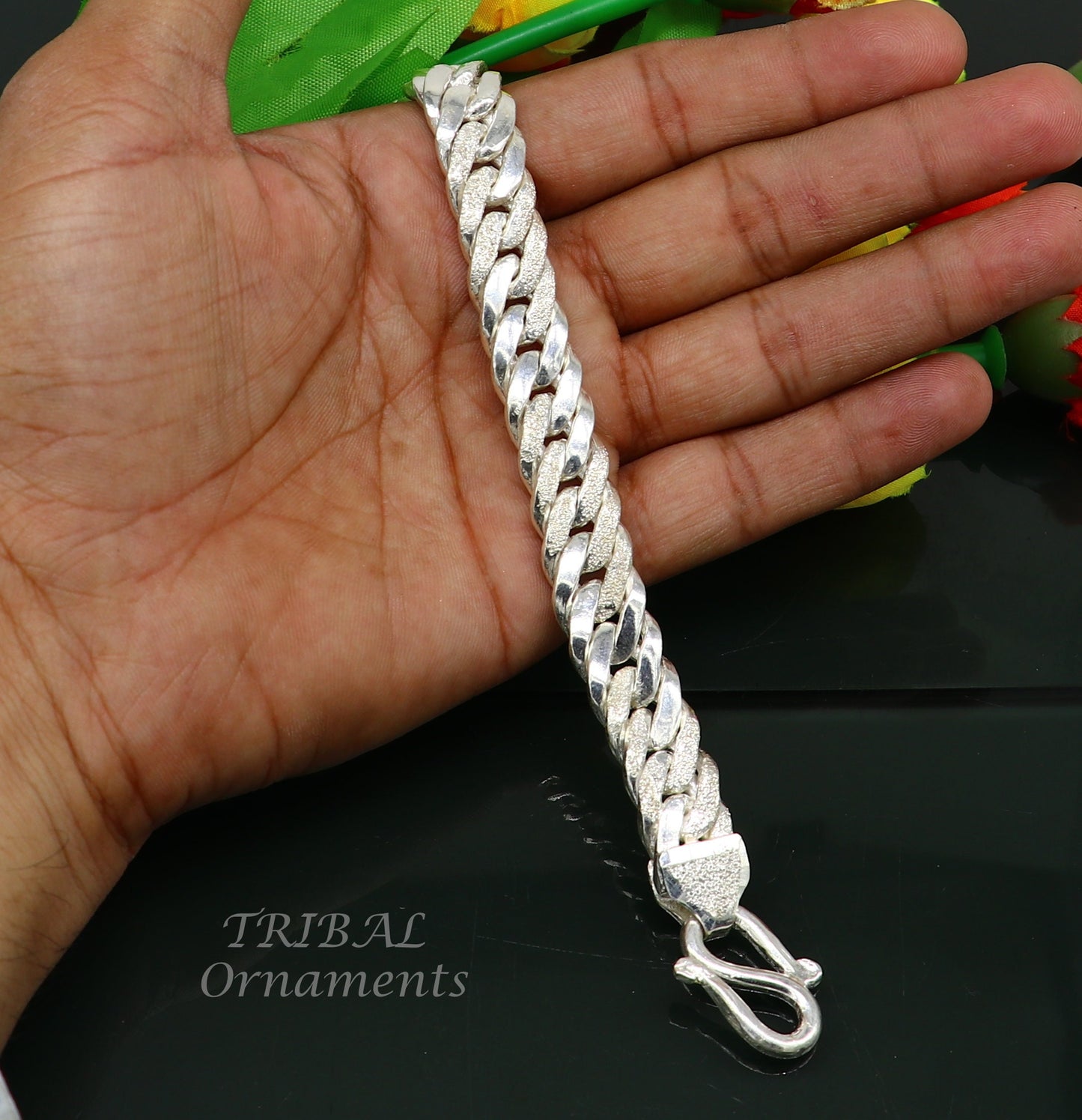 925 sterling silver handmade heavy design vintage stylish solid chain bracelet, stylish bracelet gifting unisex ethnic jewelry sbr407 - TRIBAL ORNAMENTS