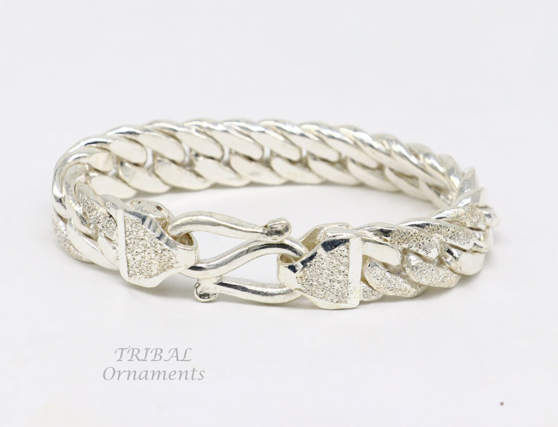 925 sterling silver handmade heavy design vintage stylish solid chain bracelet, stylish bracelet gifting unisex ethnic jewelry sbr407 - TRIBAL ORNAMENTS