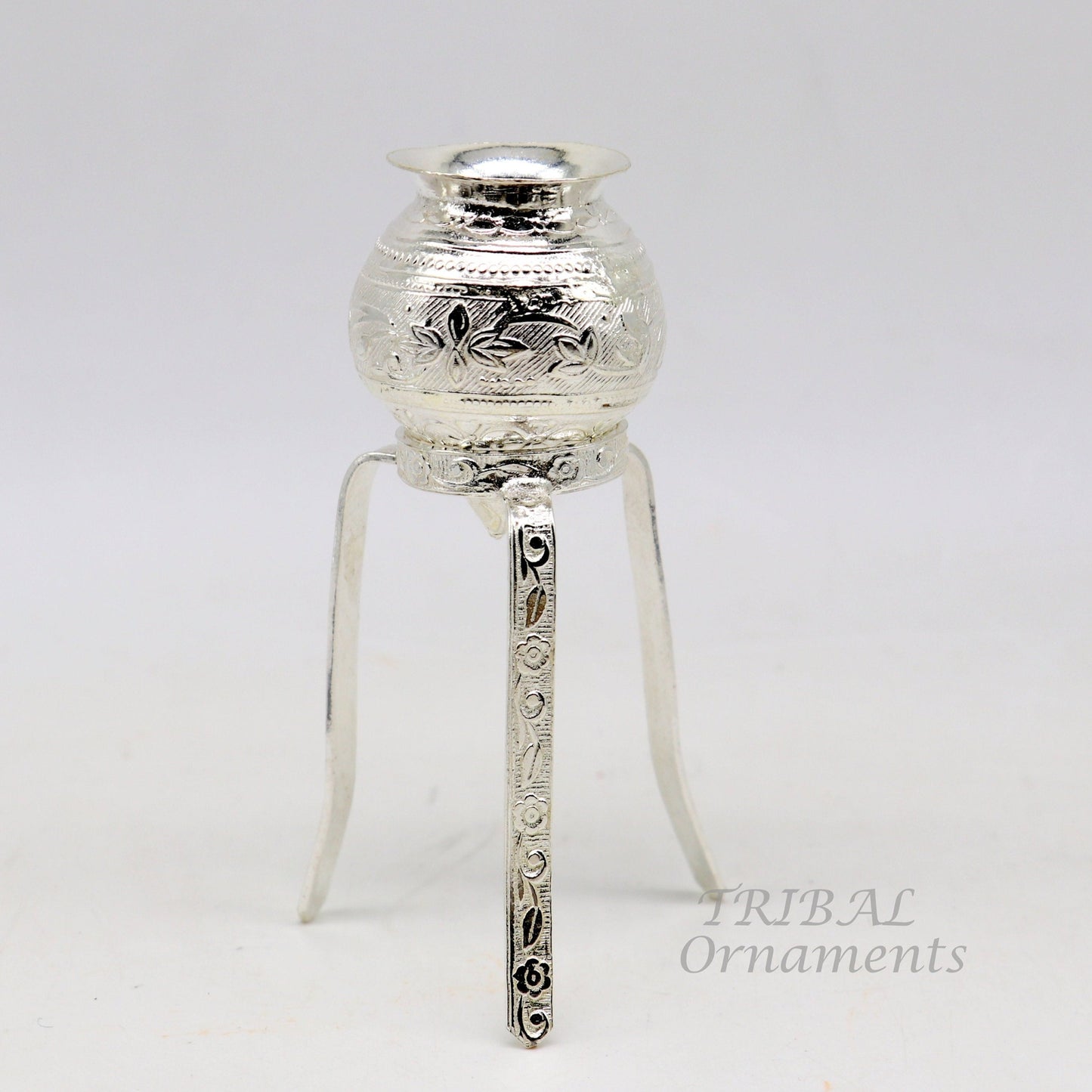 925 sterling silver handmade God shiva lingam water flow pot or puja kalas for Abhishek of lingam, best worshipping article from india su912 - TRIBAL ORNAMENTS