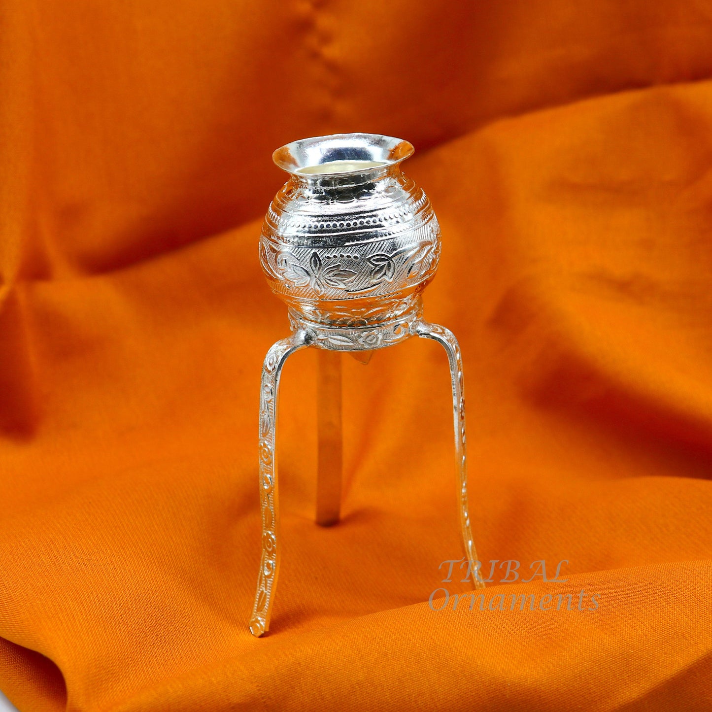 925 sterling silver handmade God shiva lingam water flow pot or puja kalas for Abhishek of lingam, best worshipping article from india su912 - TRIBAL ORNAMENTS