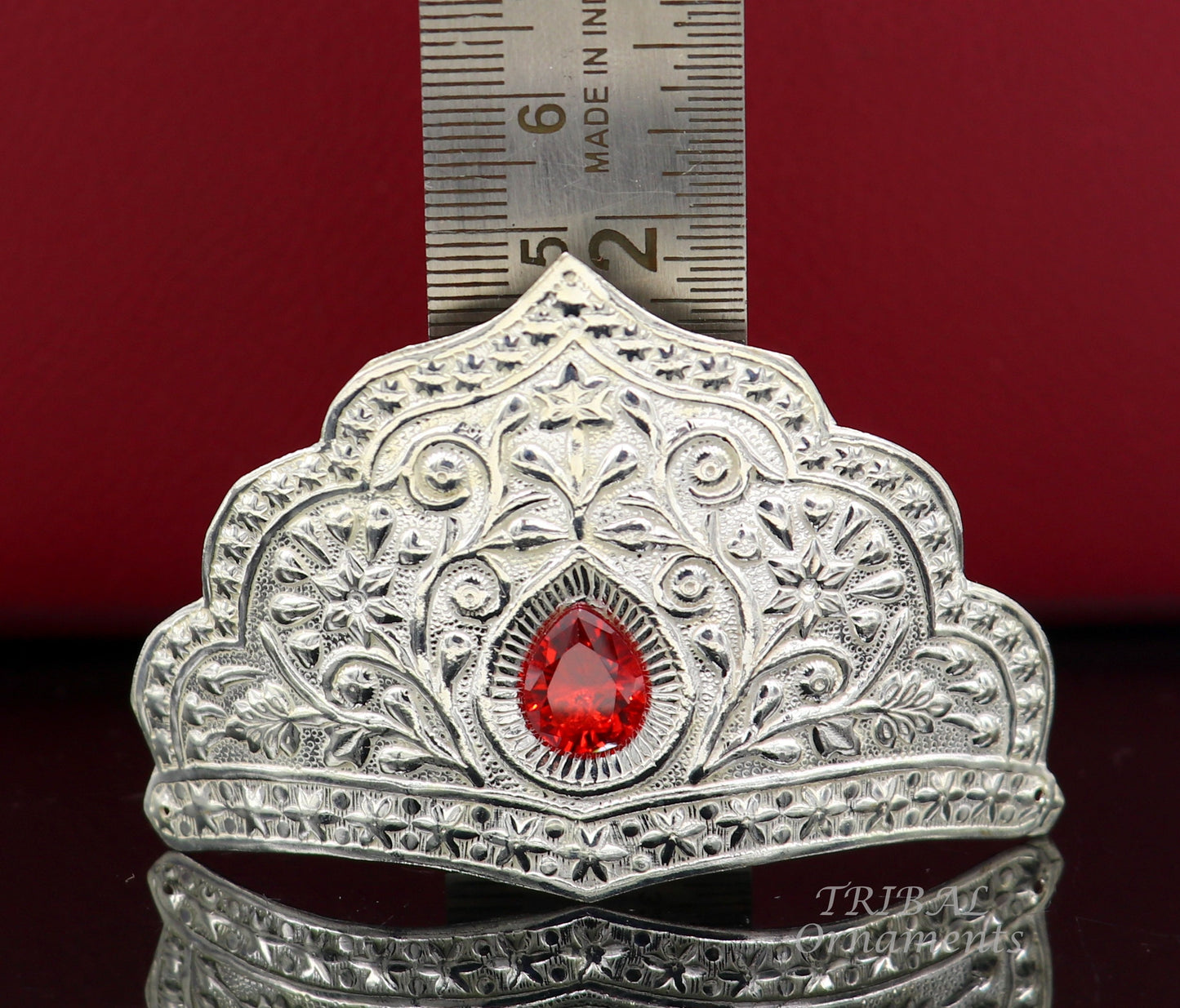 925 sterling silver vintage antique design handmade mukut (crown), amazing peacock design silver god crown home temple god art su872 - TRIBAL ORNAMENTS